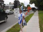 110705 Day 13 Blue Beret vigil vs. Mosque support for Cdn Boat to Gaza, London, ON, Canada